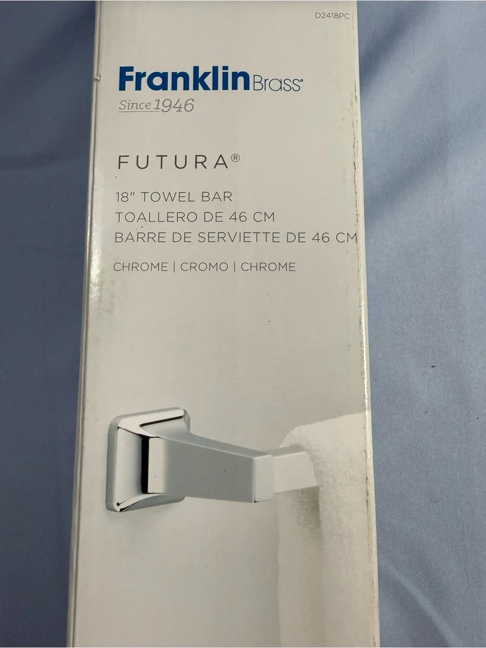 Chrome Finish Square Towel Bar
